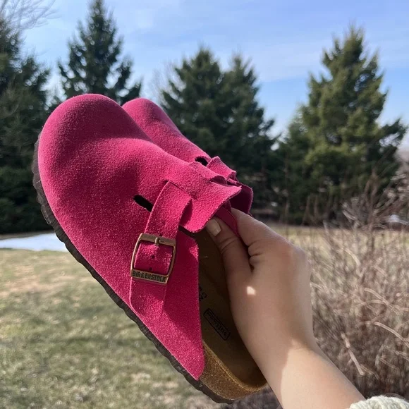 Birkenstock Boston fuchsia hot pink soft foot bed clog mules 38 7.5 shoes - Picture 8 of 11